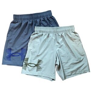 Under Armour Shorts Boy's Medium Lot 0f 2 Logo Athletic Loose Fit Activewear